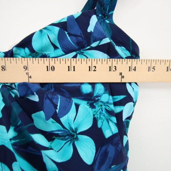 NWOT Lands End Fly Away Swim Tankini Top Floral Blue Underwire Size 8 - Picture 6 of 10